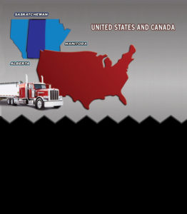 grey and black background with map showing available trucking loads